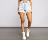 High-Rise Frayed Mom Shorts insstreet